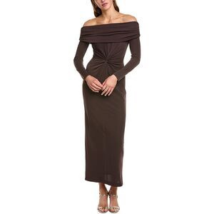 Carla Ruiz Womens Off-The-Shoulder Midi Dress, Brown